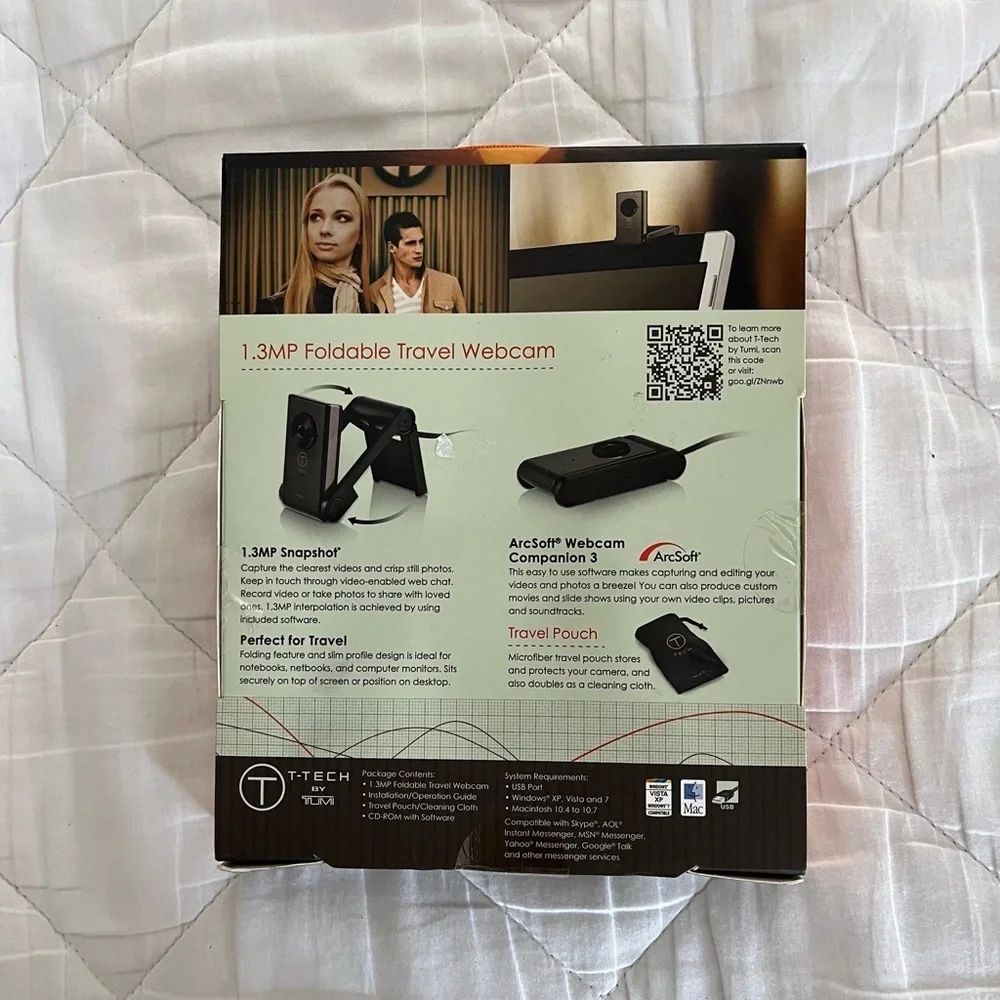 Tumi T Tech Essential Gear 1.3 MP Travel Webcam PC MAC Mic Travel Pouch NIB